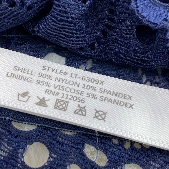 PLUS NAVY LACE HALTER STRETCH BRALETTE 1X 2X 3X - Picture 5 of 12